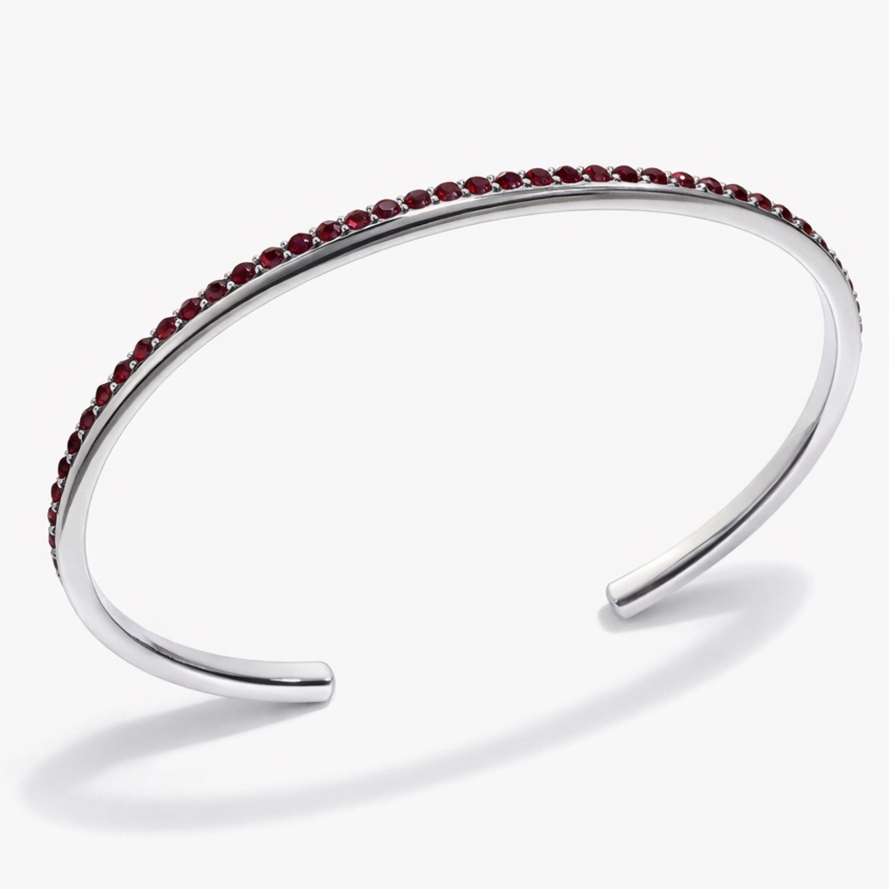 ✨ NWT LC Lauren Conrad Red Rhinestone Silver Cuff Bangle Bracelet